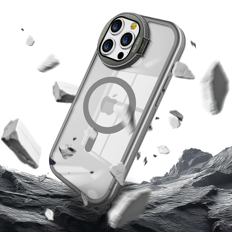 Protective Clear Case with Camera Guard & Hidden Stand