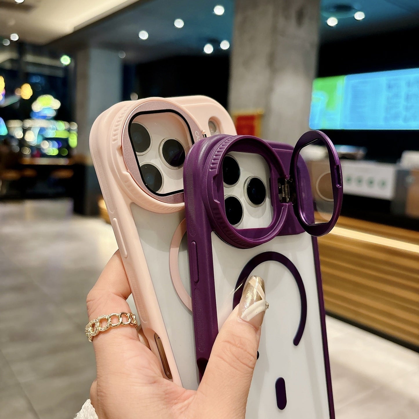 Protective Clear Case with Camera Guard & Hidden Stand
