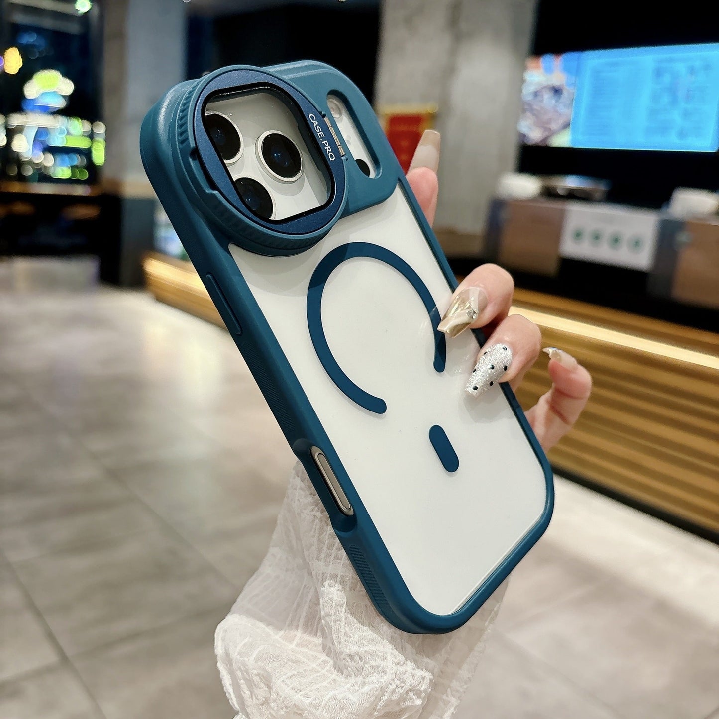Protective Clear Case with Camera Guard & Hidden Stand