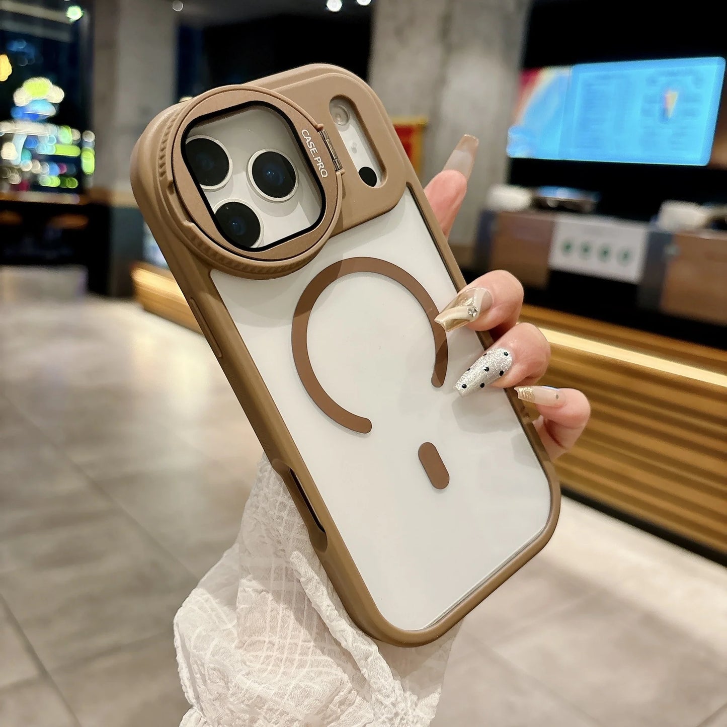 Protective Clear Case with Camera Guard & Hidden Stand