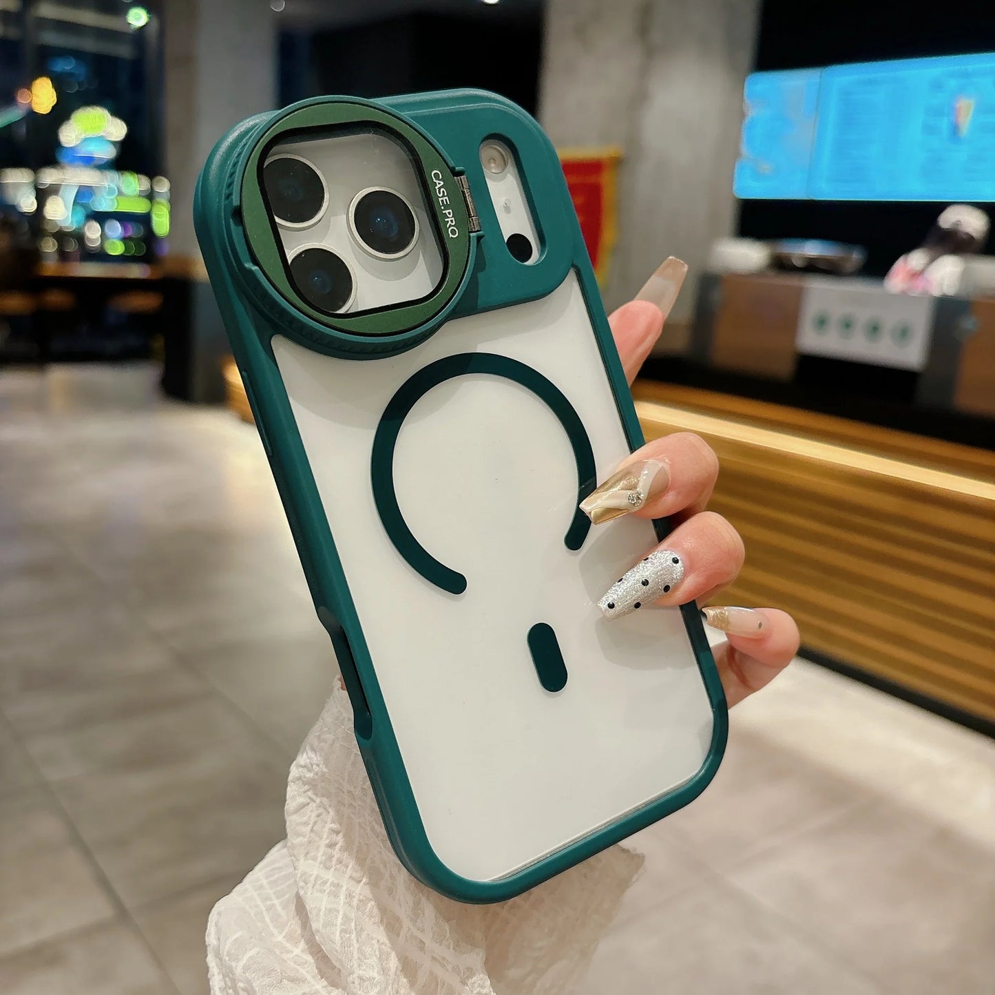 Protective Clear Case with Camera Guard & Hidden Stand