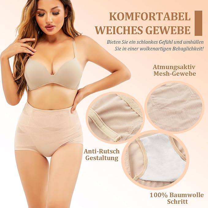 ShapeOutfit® Guene Women's Flat Stomach Panties Invisible Seamless High Waist Panties Flat Stomach Panties Woman Comfortable Flat Stomach Sheath