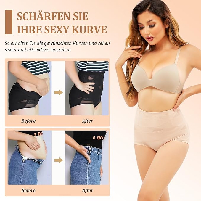 ShapeOutfit® Guene Women's Flat Stomach Panties Invisible Seamless High Waist Panties Flat Stomach Panties Woman Comfortable Flat Stomach Sheath