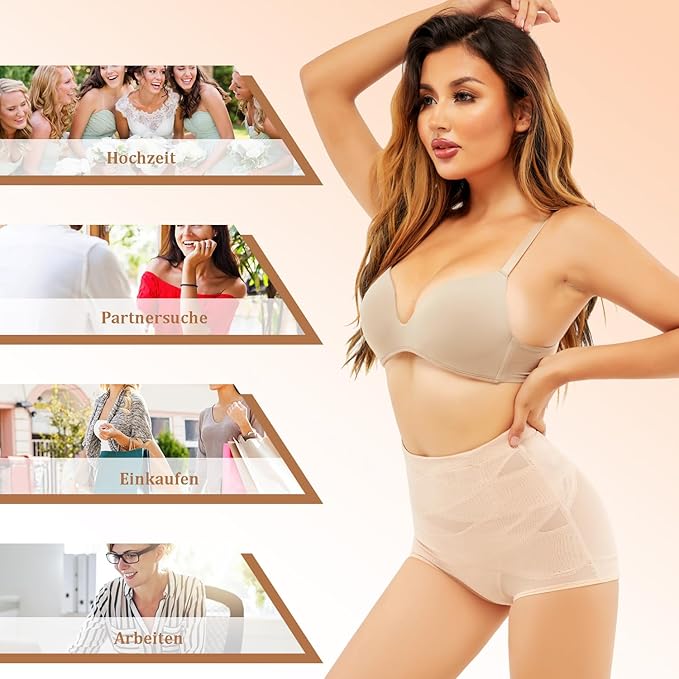 ShapeOutfit® Guene Women's Flat Stomach Panties Invisible Seamless High Waist Panties Flat Stomach Panties Woman Comfortable Flat Stomach Sheath