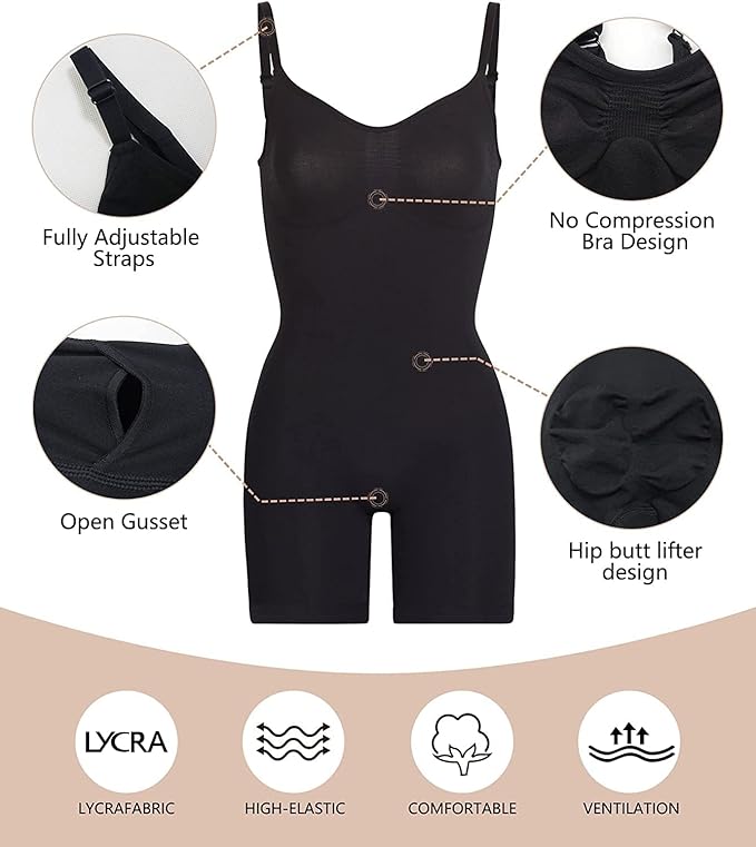ShapeOutfit® Slimming Body Shapewear Bodysuit Flat Stomach Body Shapewear Bodysuit
