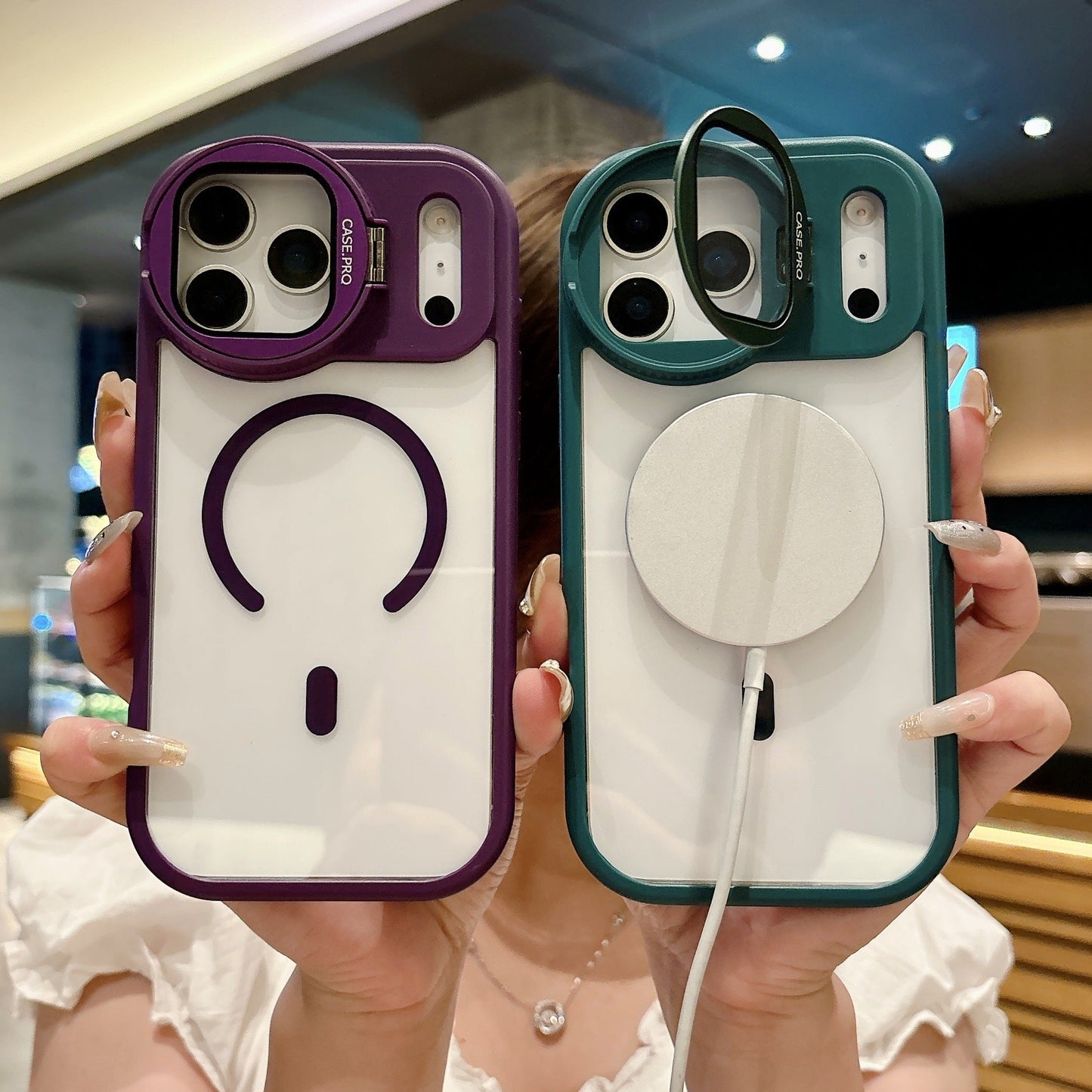 Protective Clear Case with Camera Guard & Hidden Stand
